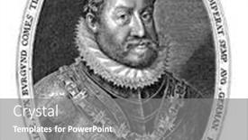  Presentation with engraving - Colorful presentation design enhanced with portrait-of-the-emperor-rudolf backdrop and a gray colored foreground