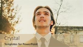  Presentation with people street - Theme enhanced with portrait-of-the-handsome-white background and a  colored foreground