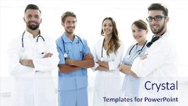  Presentation with members - Presentation theme having members of the medical center background and a sky blue colored foreground