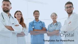  Presentation with members - PPT layouts with portrait-of-the-leading-members background and a light blue colored foreground