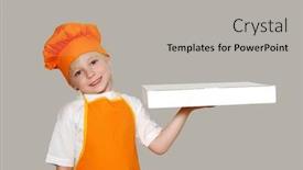  Presentation with pizza - Theme with portrait of the little cook background and a light gray colored foreground