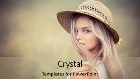  Presentation with rural india survey - Slide deck having portrait of the rural girl in a straw hat background and a coral colored foreground