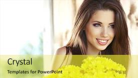  Presentation with beautiful black women smiling - Colorful presentation design enhanced with portrait of the young beautiful backdrop and a yellow colored foreground
