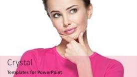  Presentation with thinking - Beautiful slide deck featuring portrait-of-the-young-thinking backdrop and a coral colored foreground