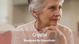  Presentation with sad woman walking - Beautiful PPT layouts featuring portrait of thoughtful old grandmother backdrop and a coral colored foreground