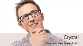  Presentation with man looking up happy - Theme having portrait of thoughtful young man background and a lemonade colored foreground