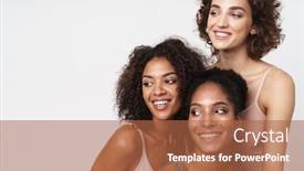  Presentation with three - Cool new theme with portrait-of-three-cheerful-multiracial backdrop and a red colored foreground