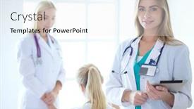  Presentation with three - Colorful slide set enhanced with portrait-of-three-confident-female backdrop and a white colored foreground