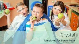  Presentation with cabinet - PPT layouts having portrait-of-three-happy-children background and a soft green colored foreground
