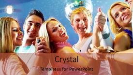  Presentation with dancing - PPT theme having portrait of three happy couples background and a red colored foreground