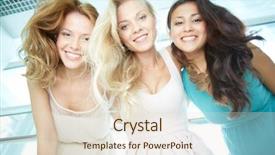  Presentation with smart - Amazing presentation having portrait of three happy girls in smart dresses looking at camera backdrop and a lemonade colored foreground