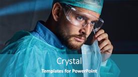  Presentation with medical prevention - Slide deck consisting of portrait-of-tired-good-looking background and a teal colored foreground