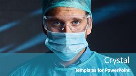  Presentation with medical face mask - Cool new theme with portrait-of-tired-good-looking backdrop and a teal colored foreground