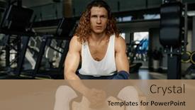  Presentation with rest - Presentation theme having portrait-of-tired-sportsman-sitting background and a coral colored foreground