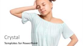  Presentation with sad teen - Audience pleasing PPT theme consisting of portrait of tired teen girl touching head suffering headache unhappy beautiful caucasian young teenager suffering from headache sad teenager isolated on white background backdrop and a white colored foreground