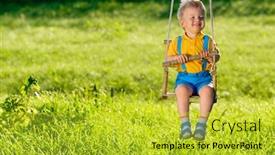  Presentation with activity - PPT theme consisting of portrait of toddler child swinging outdoors rural scene with one year old baby boy at swing healthy preschool children summer activity kid playing outside background and a yellow colored foreground