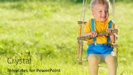  Presentation with activity - Theme featuring portrait of toddler child swinging outdoors rural scene with one year old baby boy at swing healthy preschool children summer activity kid playing outside background and a yellow colored foreground