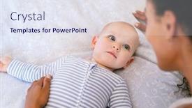  Presentation with infant toddler - Beautiful presentation design featuring portrait-of-toddler-lying backdrop and a sky blue colored foreground