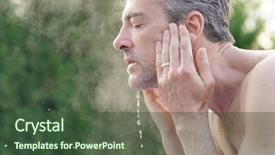  Presentation with splashing - Amazing presentation design having portrait of topless man splashing backdrop and a  colored foreground