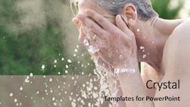  Presentation with happy sad face man - PPT theme consisting of portrait of topless man splashing background and a  colored foreground