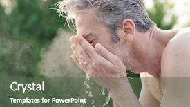  Presentation with splashing - Audience pleasing presentation theme consisting of portrait of topless man splashing backdrop and a  colored foreground