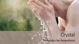  Presentation with splashing - Presentation theme consisting of portrait of topless man splashing background and a  colored foreground