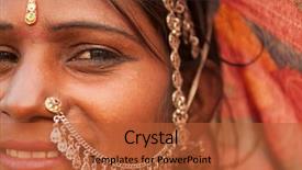  Presentation with village india - Cool new presentation design with portrait of traditional indian woman backdrop and a red colored foreground