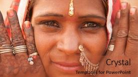  Presentation with rural india - Presentation theme featuring portrait of traditional indian woman background and a red colored foreground