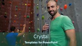  Presentation with athletes - Cool new slide set with portrait-of-trainer-with-rope backdrop and a ocean colored foreground