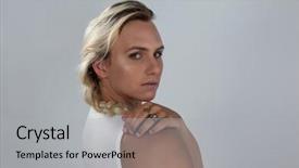  Presentation with transgender - Beautiful presentation theme featuring transgenero - portrait of transgender woman looking backdrop and a light gray colored foreground