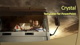  Presentation with truck driver - Colorful PPT layouts enhanced with portrait of truck driver backdrop and a tawny brown colored foreground