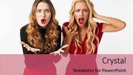  Presentation with angry - Presentation theme enhanced with portrait of two angry young background and a coral colored foreground