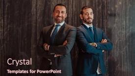  Presentation with modern building - Slides having portrait-of-two-businessman background and a wine colored foreground