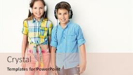  Presentation with music kids - Slide deck enhanced with portrait-of-two-cheerful-young background and a coral colored foreground