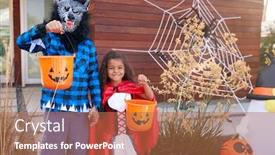  Presentation with fancy dress - Colorful PPT layouts enhanced with portrait-of-two-children-wearing backdrop and a coral colored foreground