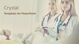  Presentation with confident - Beautiful presentation featuring portrait-of-two-confident-female backdrop and a soft green colored foreground