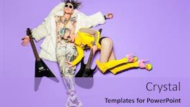  Presentation with casual young people - Amazing presentation theme having portrait-of-two-cool-young backdrop and a light blue colored foreground