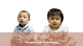  Presentation with babies - Theme with portrait of two cute babies posing together background and a coral colored foreground