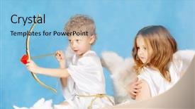  Presentation with cute - Amazing PPT layouts having portrait of two cute cupids backdrop and a light blue colored foreground