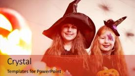  Presentation with shining - Beautiful slides featuring portrait of two cute withes backdrop and a  colored foreground