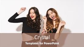  Presentation with two black women - Cool new PPT theme with portrait-of-two-delighted-caucasian backdrop and a coral colored foreground