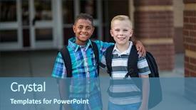  Presentation with diverse kids - Presentation theme consisting of portrait of two diverse school background and a ocean colored foreground