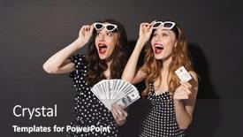  Presentation with two black women - Presentation theme having portrait-of-two-excited-women background and a dark gray colored foreground