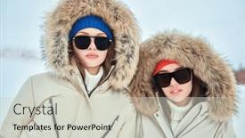  Presentation with alpine skiing - Theme having portrait-of-two-fashion-model background and a light gray colored foreground