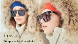  Presentation with alpine skiing - Slide deck having portrait-of-two-fashion-model background and a soft green colored foreground