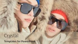  Presentation with alpine skiing - Presentation consisting of portrait-of-two-fashion-model background and a soft green colored foreground