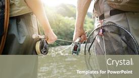  Presentation with trout - Presentation design enhanced with portrait-of-two-fisherman-waiting background and a gray colored foreground