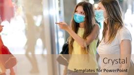  Presentation with coronavirus - Audience pleasing PPT theme consisting of portrait-of-two-friends-shopping backdrop and a coral colored foreground