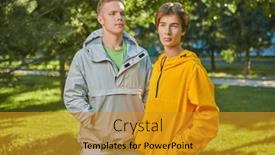  Presentation with walking together - Theme with portrait-of-two-friends-teenagers background and a gold colored foreground