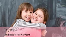  Presentation with black girls - Colorful slide deck enhanced with portrait of two happy cute little girls hugging each other while having fun in front of black chalkboard backdrop and a lemonade colored foreground